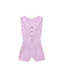 Sailor Collar Sleeveless Button Front Jumsuit