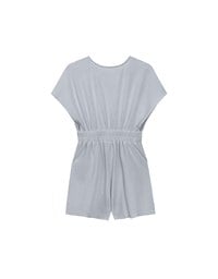 Soft Crinkle Textured V Neck Cinched Waist Jumpsuit