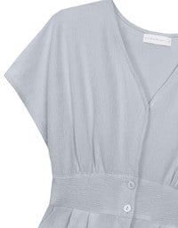 Soft Crinkle Textured V Neck Cinched Waist Jumpsuit
