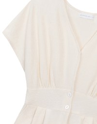 Soft Crinkle Textured V Neck Cinched Waist Jumpsuit