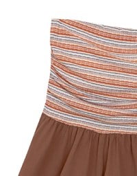 Colorful Knit Striped Texture Bandeau Padded Jumpsuit with Flowy Flared Shorts