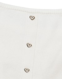 Heart Shaped Button Stretch Ribbed Knit Cami Crop Top