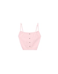 Heart Shaped Button Stretch Ribbed Knit Cami Crop Top