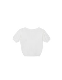 AIR SPACE Logo Embroidered V Neck Short Sleeve Knit Top