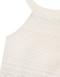 Argyle Textured Knit Halter Neck Cropped Top with Frill Hem Detail