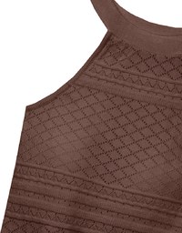 Argyle Textured Knit Halter Neck Cropped Top with Frill Hem Detail