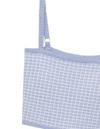 Checkered Texture Adjustable Strap Ribbed Knit Padded Crop Top