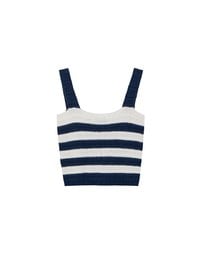 Striped Crochet Knit Tank Top with Flower Button Accents