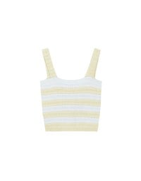 Striped Crochet Knit Tank Top with Flower Button Accents
