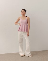 立体模様フリル×細ストラップニットキャミ