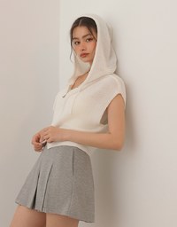 Sleeveless Knitted Zip Up Hoodie Vest Top