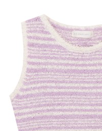 Textured Fringe Edge Striped Knit Cropped Tank Top