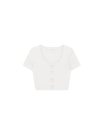 Fitted Knit Crop Top with Ribbon Bow Accent