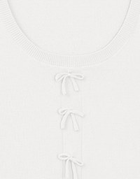 Fitted Knit Crop Top with Ribbon Bow Accent