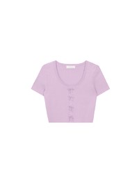 Fitted Knit Crop Top with Ribbon Bow Accent