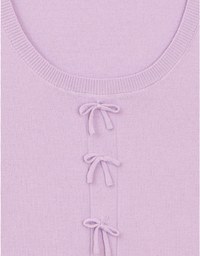 Fitted Knit Crop Top with Ribbon Bow Accent