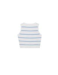 V Neck Striped Knit Button Down Sleeveless Vest Top