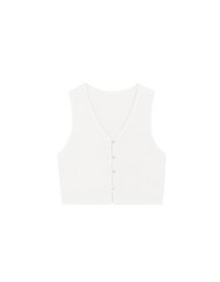 Pearl Button Front Open Knit Sleeveless Vest Top