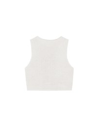 Pearl Button Front Open Knit Sleeveless Vest Top