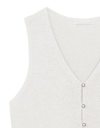 Pearl Button Front Open Knit Sleeveless Vest Top