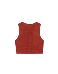 Pearl Button Front Open Knit Sleeveless Vest Top