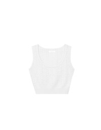 Heart Patterned Stitch Cropped Sleeveless Knit Vest Top