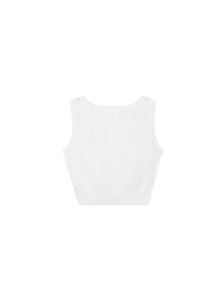 Heart Patterned Stitch Cropped Sleeveless Knit Vest Top