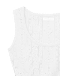 Heart Patterned Stitch Cropped Sleeveless Knit Vest Top
