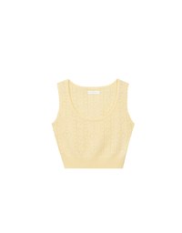 Heart Patterned Stitch Cropped Sleeveless Knit Vest Top