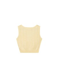Heart Patterned Stitch Cropped Sleeveless Knit Vest Top