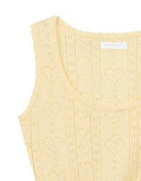 Heart Patterned Stitch Cropped Sleeveless Knit Vest Top