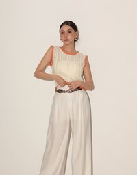Contrast Crochet Trim Sleeveless Knit Tank Top