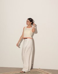 Contrast Crochet Trim Sleeveless Knit Tank Top