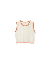 Contrast Crochet Trim Sleeveless Knit Tank Top