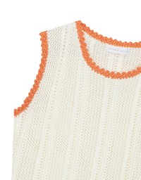 Contrast Crochet Trim Sleeveless Knit Tank Top