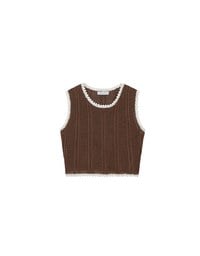 Contrast Crochet Trim Sleeveless Knit Tank Top