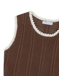 Contrast Crochet Trim Sleeveless Knit Tank Top