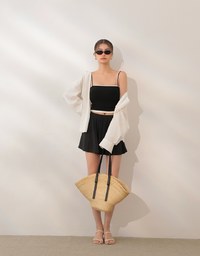 Cooling Fabric High Waist Flare Skort with Inner Shorts