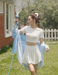 Cooling Fabric High Waist Flare Skort with Inner Shorts