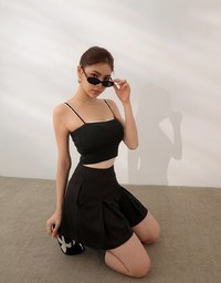 AIRY HOURGLASS High Waist Knit Pleated Flare Skort