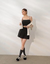 AIRY HOURGLASS High Waist Knit Pleated Flare Skort