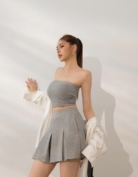 AIRY HOURGLASS High Waist Knit Pleated Flare Skort