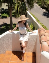 Ruffled Hem Wrap Look Skorts with Pinstripe Texture