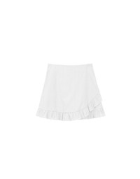 Ruffled Hem Wrap Look Skorts with Pinstripe Texture