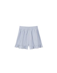 Ruffled Hem Wrap Look Skorts with Pinstripe Texture