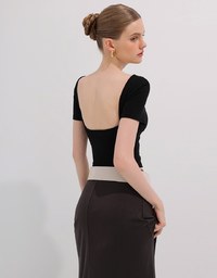 Basic Low Back Padded Crop Short Sleeve Top