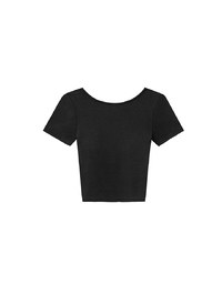 Basic Low Back Padded Crop Short Sleeve Top