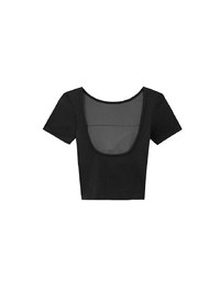 Basic Low Back Padded Crop Short Sleeve Top