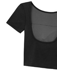 Basic Low Back Padded Crop Short Sleeve Top