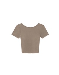 Uネック背中開きショート丈半袖ブラトップ